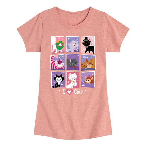 Disney Classics - Cats & Dogs - Grid Of Assorted Cats - Toddler And Youth Girls Short Sleeve Graphic T-Shirt