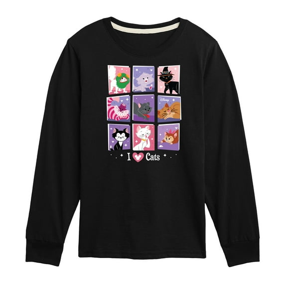 Disney Classics - Cats & Dogs - Grid Of Assorted Cats - Toddler And Youth Long Sleeve Graphic T-Shirt