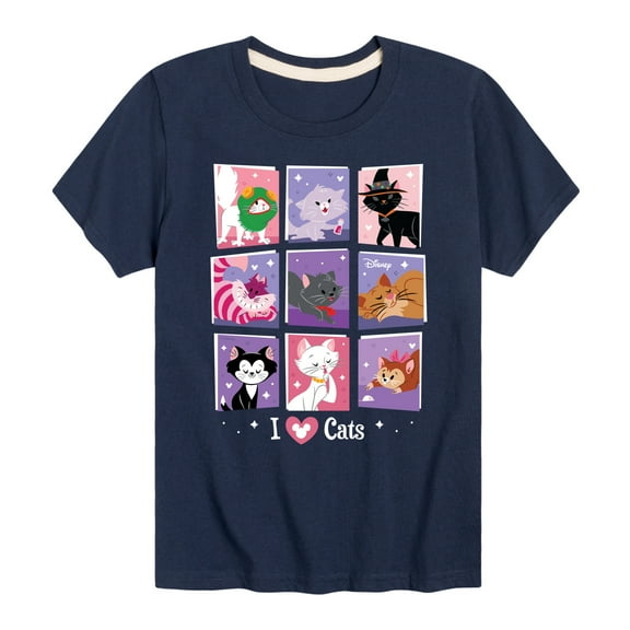 Disney Classics - Cats & Dogs - Grid Of Assorted Cats - Toddler And Youth Short Sleeve Graphic T-Shirt