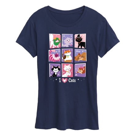 Disney Classics - Cats & Dogs - Grid Of Assorted Cats - Women's Short Sleeve Graphic T-Shirt