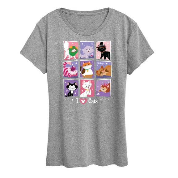 Disney Classics - Cats & Dogs - Grid Of Assorted Cats - Women's Short Sleeve Graphic T-Shirt