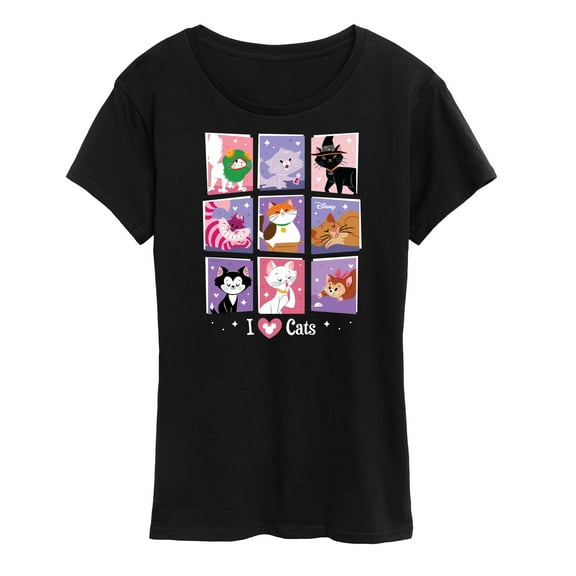 Disney Classics - Cats & Dogs - Grid Of Assorted Cats - Women's Short Sleeve Graphic T-Shirt
