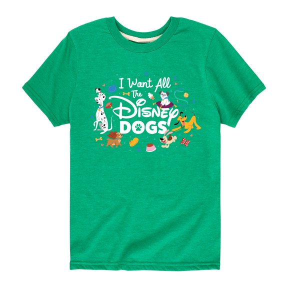 Disney Classics - Cats & Dogs - I Want All The Disney Dogs - Toddler And Youth Short Sleeve Graphic T-Shirt