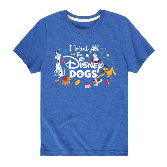 Disney Classics - Cats & Dogs - I Want All The Disney Dogs - Toddler And Youth Short Sleeve Graphic T-Shirt