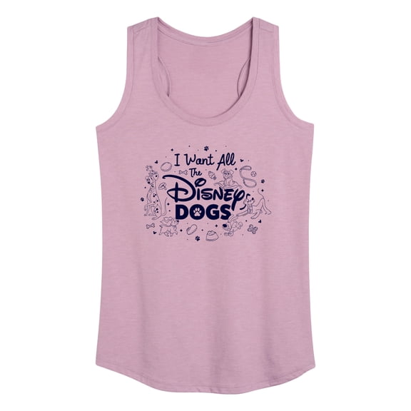Disney Classics - Cats & Dogs - I Want All The Disney Dogs - Women's Racerback Tank Top