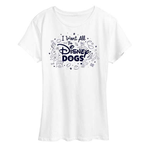 Disney Classics - Cats & Dogs - I Want All The Disney Dogs - Women's Short Sleeve Graphic T-Shirt