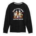 thumbnail image 1 of Disney Classics - Cats & Dogs - Just A Kid Who Loves Dogs - Toddler And Youth Long Sleeve Graphic T-Shirt, 1 of 5
