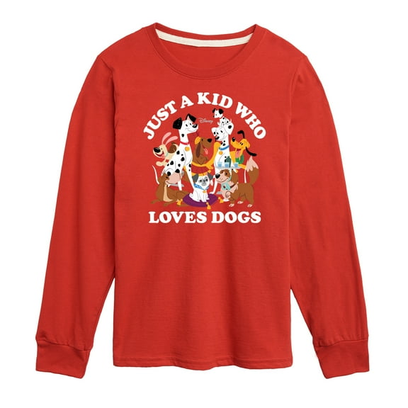 Disney Classics - Cats & Dogs - Just A Kid Who Loves Dogs - Toddler And Youth Long Sleeve Graphic T-Shirt