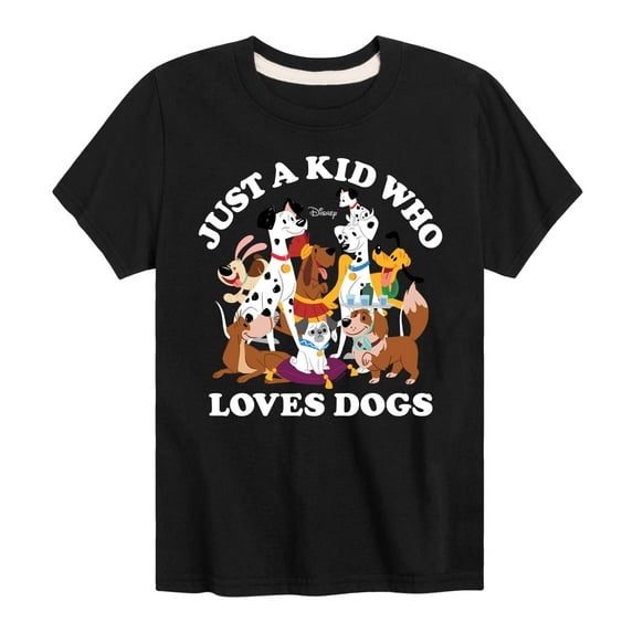 Disney Classics - Cats & Dogs - Just A Kid Who Loves Dogs - Toddler And Youth Short Sleeve Graphic T-Shirt