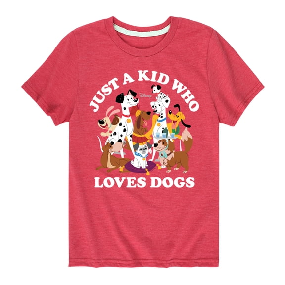 Disney Classics - Cats & Dogs - Just A Kid Who Loves Dogs - Toddler And Youth Short Sleeve Graphic T-Shirt