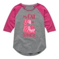 thumbnail image 1 of Disney Classics - Cats & Dogs - My Cat Is Magical  - Toddler And Youth Girls Raglan Graphic T-Shirt, 1 of 5