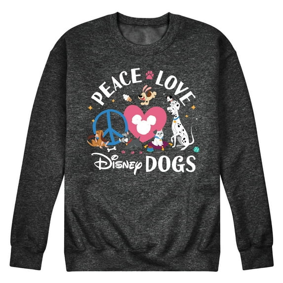Disney Classics - Cats & Dogs - Peace Love Disney Dogs - Men's Crew Neck Fleece Pullover