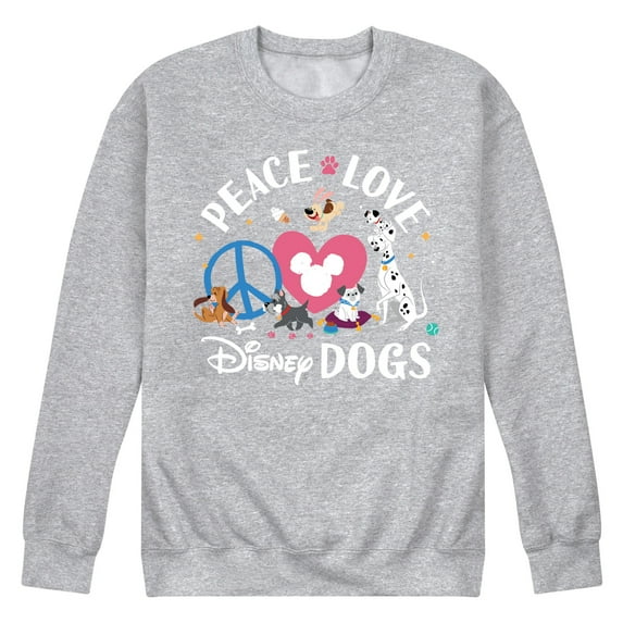 Disney Classics - Cats & Dogs - Peace Love Disney Dogs - Men's Crew Neck Fleece Pullover