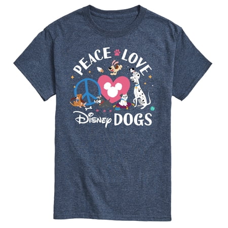 Disney Classics - Cats & Dogs - Peace Love Disney Dogs - Men's Short Sleeve Graphic T-Shirt