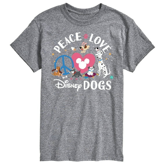 Disney Classics - Cats & Dogs - Peace Love Disney Dogs - Men's Short Sleeve Graphic T-Shirt