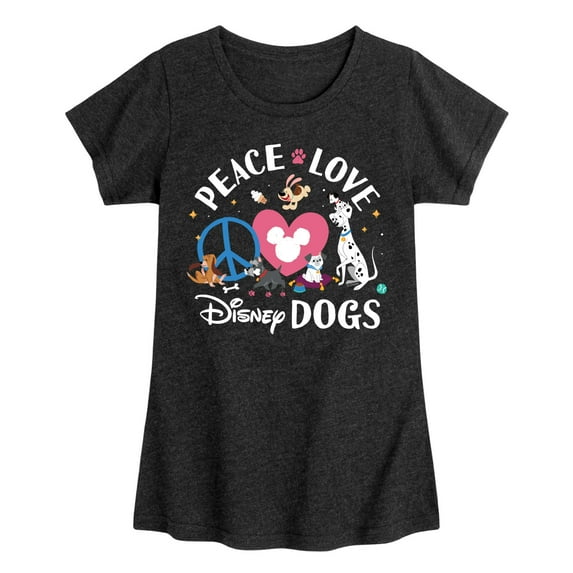 Disney Classics - Cats & Dogs - Peace Love Disney Dogs - Toddler And Youth Girls Short Sleeve Graphic T-Shirt