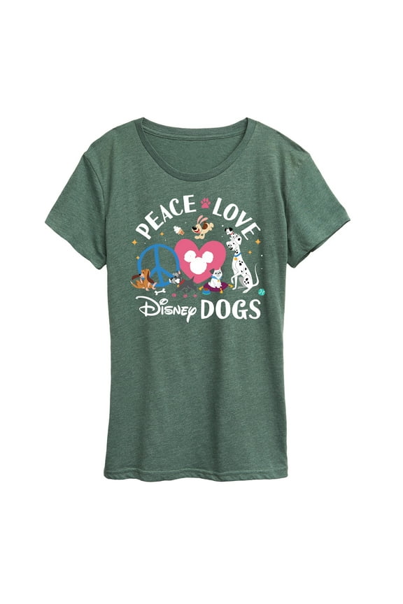 Classics - Cats & Dogs - Peace Love Disney Dogs - Women's Short Sleeve Graphic T-Shirt