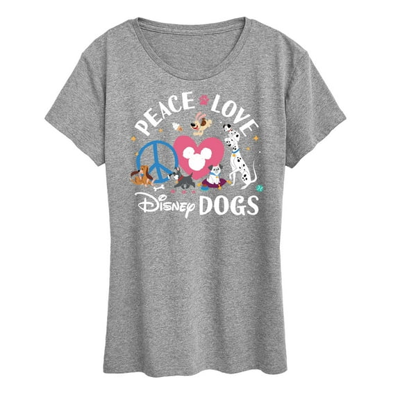 Disney Classics - Cats & Dogs - Peace Love Disney Dogs - Women's Short Sleeve Graphic T-Shirt