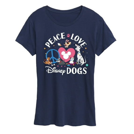 Disney Classics - Cats & Dogs - Peace Love Disney Dogs - Women's Short Sleeve Graphic T-Shirt