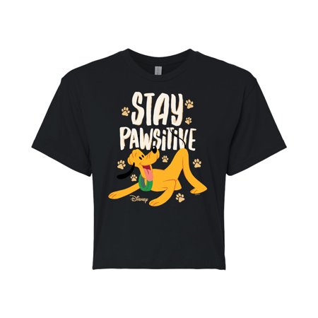 Disney Classics - Cats & Dogs - Stay Pawsitive - Juniors Cropped Cotton Blend T-Shirt