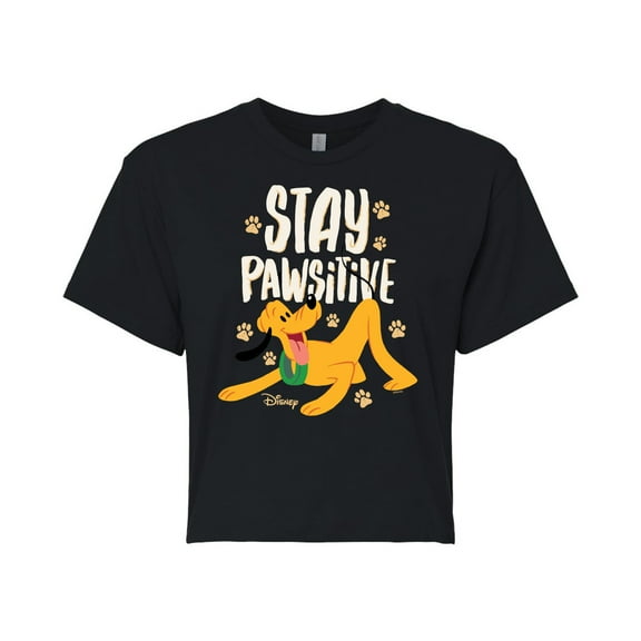 Disney Classics - Cats & Dogs - Stay Pawsitive - Juniors Cropped Cotton Blend T-Shirt