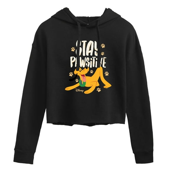 Disney Classics - Cats & Dogs - Stay Pawsitive  - Juniors Cropped Pullover Hoodie