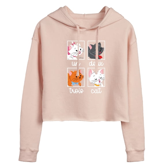 Disney Classics - Cats & Dogs - Un Deux Trois Cat - Juniors Cropped Pullover Hoodie