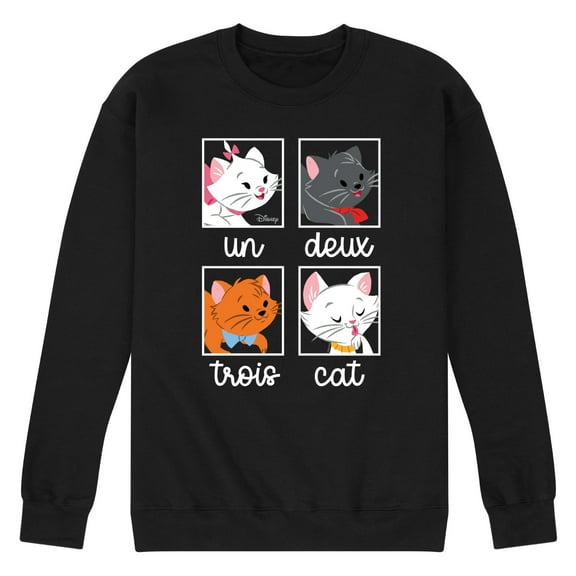 Disney Classics - Cats & Dogs - Un Deux Trois Cat - Men's Crew Neck Fleece Pullover