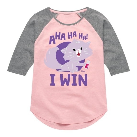 Disney Classics - Cats & Dogs - Yzma Cat I Win - Toddler And Youth Girls Raglan Graphic T-Shirt
