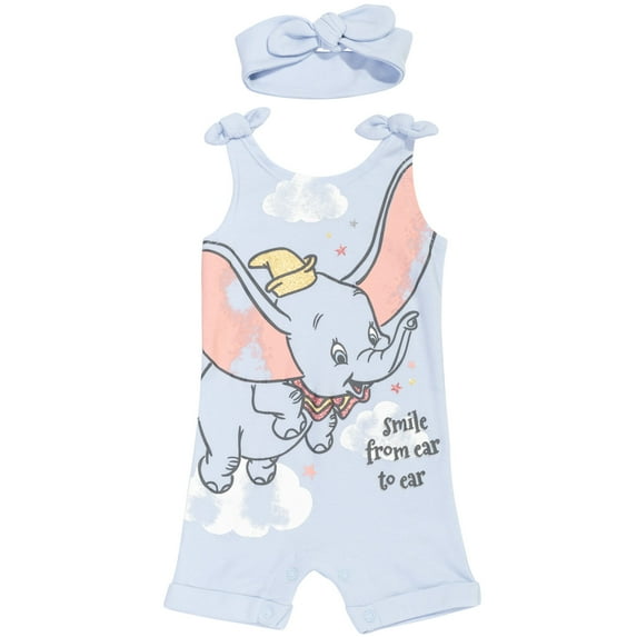 Disney Classics Dumbo Newborn Baby Girls Romper and Headband Newborn to Toddler