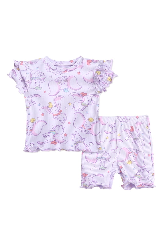 Dumbo Baby Girls' 2-Piece T-Shirt and Bike Shorts Set Dumbo Purple
