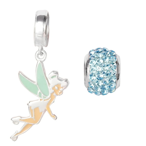 Disney Classics Girls' Sterling Silver Tinkerbell and Round Bead Set, 2 Pieces