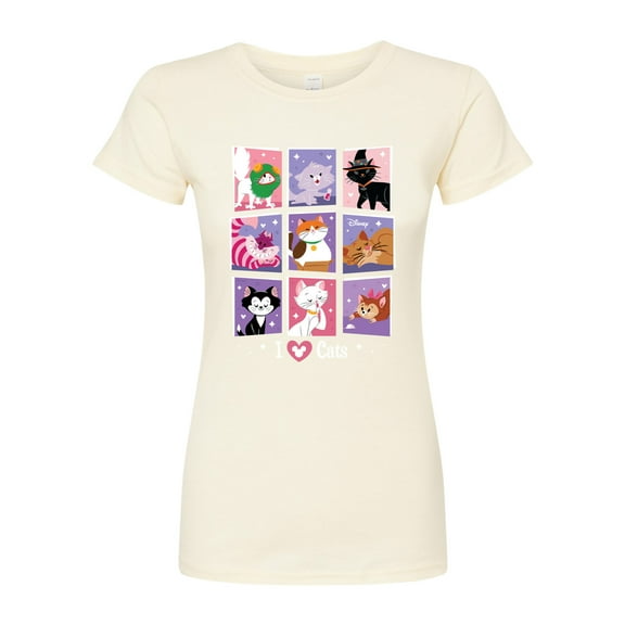 Disney Classics - Grid Of Assorted Cats - Juniors Fitted Graphic T-Shirt