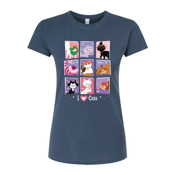 Disney Classics - Grid Of Assorted Cats - Juniors Fitted Graphic T-Shirt