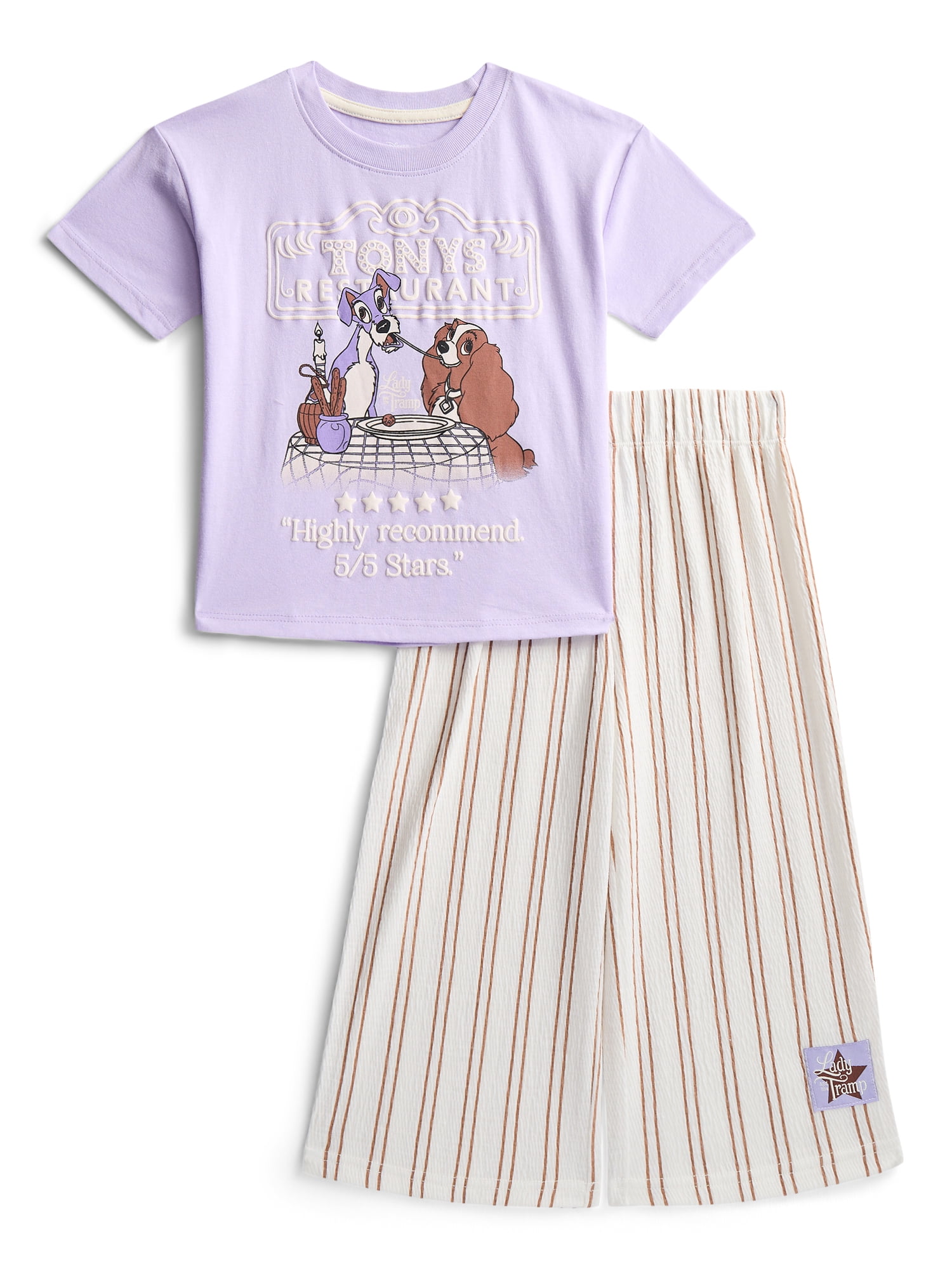 Disney Classics Toddler Girls Lady and the Tramp Graphic Tee and Stripe Pants, Sizes 12M-5T