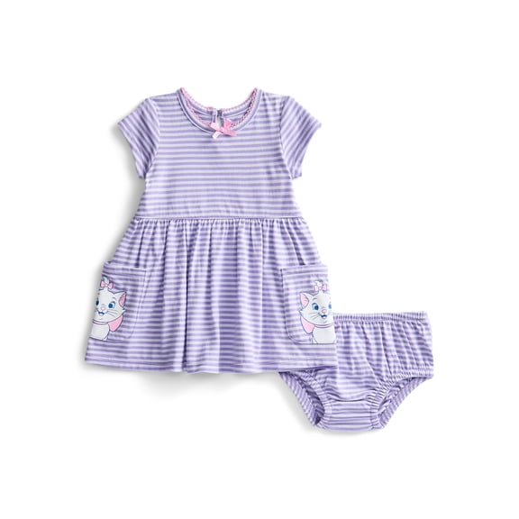 Disney Classics Marie Baby Girl Print Dress and Matching Diaper Cover Set, 2-Piece, Sizes 0/3M-6/9M