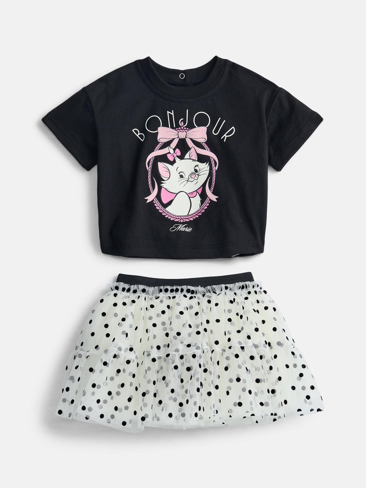 Disney Marie Aristocats Baby Girls Graphic Tee and Tutu Skirt Set, Sizes 0/3M-6/9M