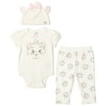 thumbnail image 1 of Disney Classics Marie Infant Baby Girls Bodysuit Pants and Hat 3 Piece Outfit Set Newborn to Infant, 1 of 5