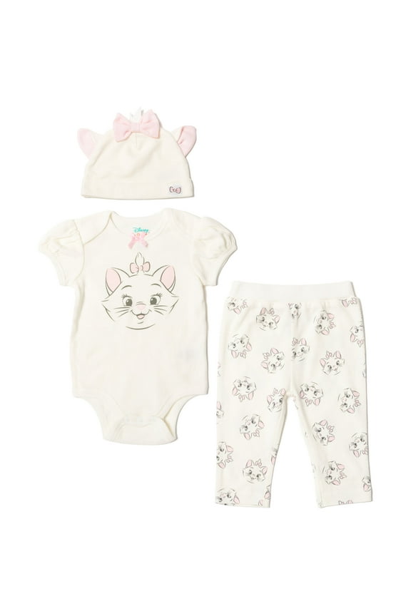 Classics Marie Infant Baby Girls Bodysuit Pants and Hat 3 Piece Outfit Set Newborn to Infant
