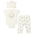 thumbnail image 1 of Disney Classics Marie Newborn Baby Boy or Girl Bodysuit Pants and Hat 3 Piece Outfit Set Newborn to Infant, 1 of 5