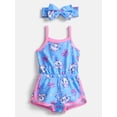 thumbnail image 1 of Disney Classics Marie Baby Girls Spaghetti Strap Print Romper with Matching Bow Headband, Sizes 0/3M-24M, 1 of 7