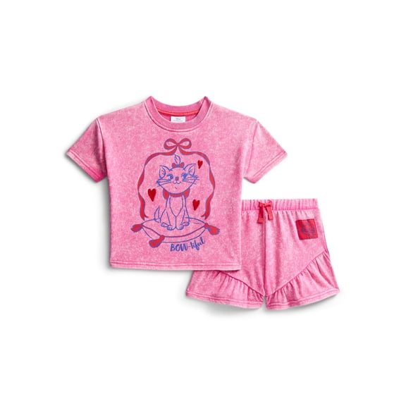 Disney Classics Marie Toddler Girls Short Sleeve Graphic Tee and Matching Ruffle Shorts Set, 2-Piece, Sizes 12M-5T
