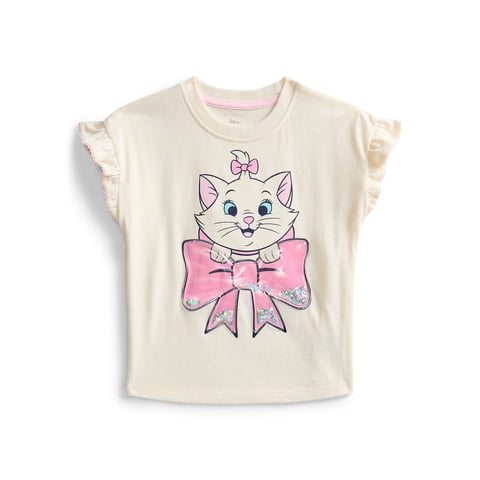 Disney Classics Marie Toddler Girls Ruffle Graphic Tee with Short Sleeves, Sizes 12M-5T