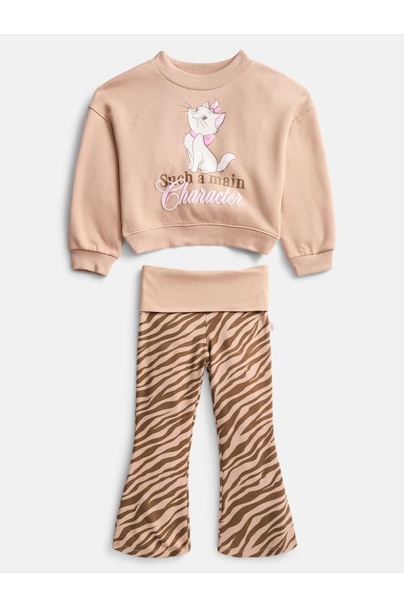 Disney Classic Marie Toddler Girls Allover Print Top and Flared Leggings Set, 2-Piece, Sizes 12M-5T