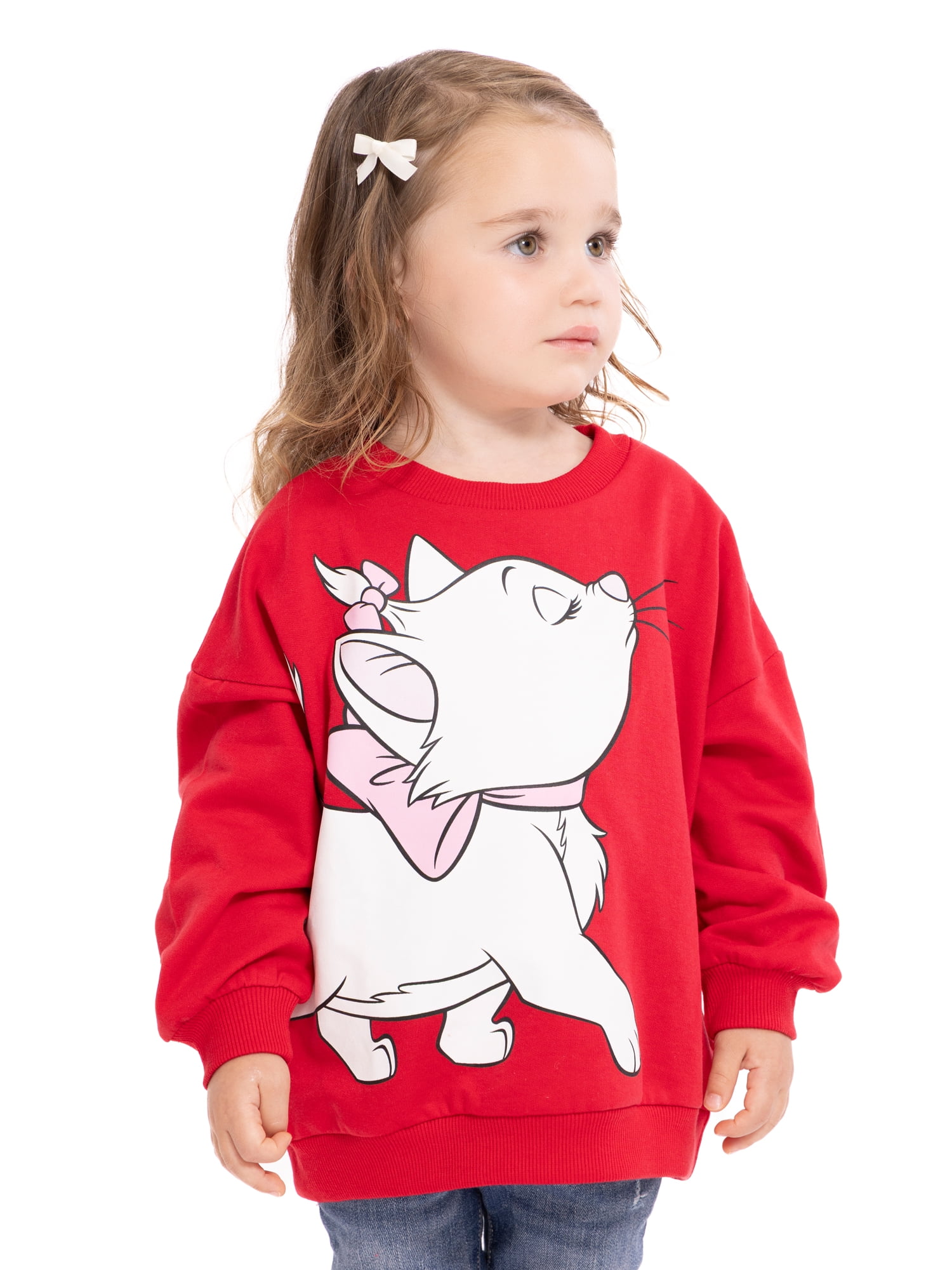 Walmart exclusive discounts  Disney The Aristocats Toddler Girls Marie Graphic Crewneck Sweatshirt with Long Sleeves, Sizes 12M-5T