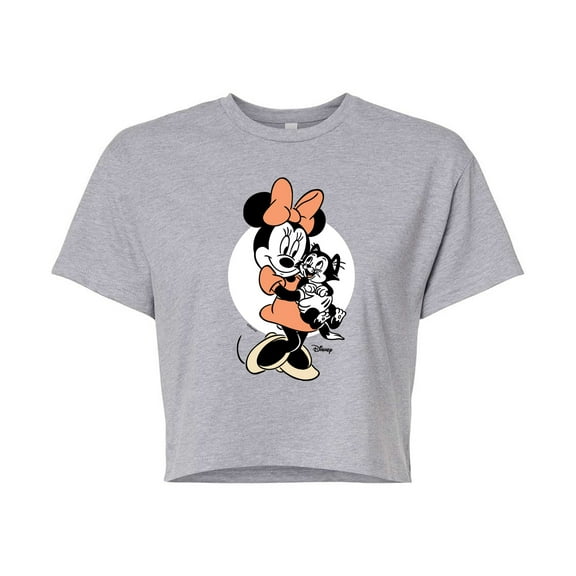 Disney Classics - Minnie And Figaro - Juniors Cropped Cotton Blend T-Shirt