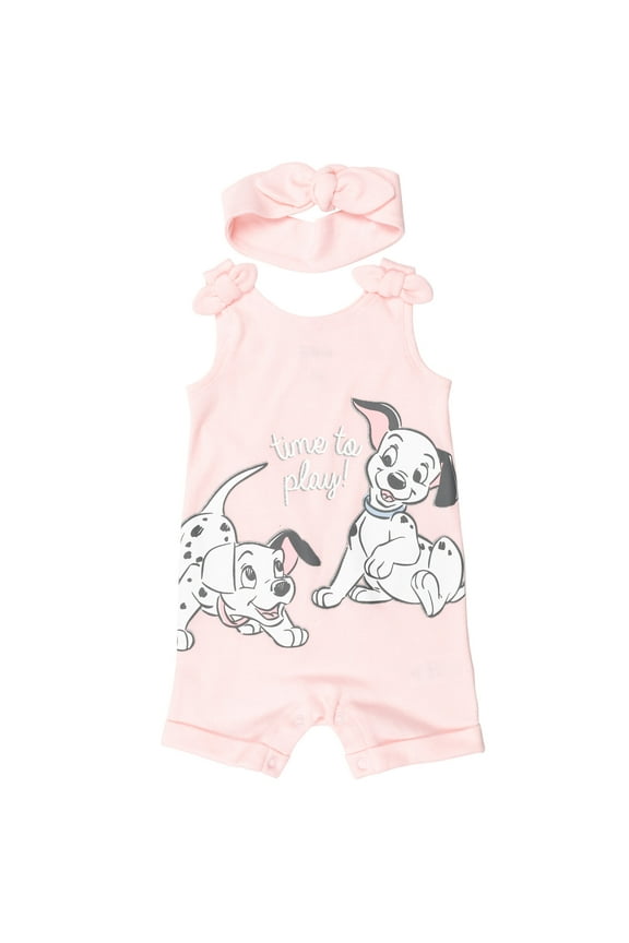 Classics Patch Toddler Girls Romper and Headband Newborn to Toddler