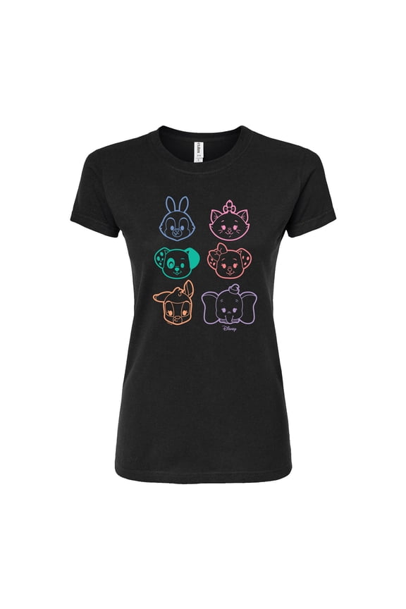 Classics - Stacked Outline Faces - Juniors Fitted Graphic T-Shirt