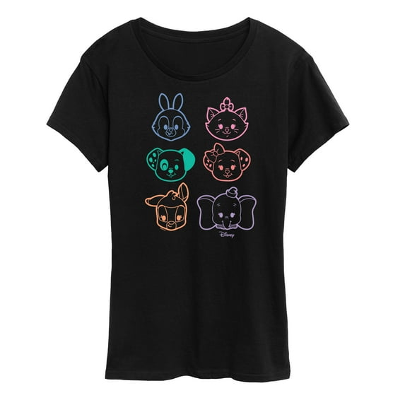 Disney Classics - Stacked Outline Faces - Women's Short Sleeve Graphic T-Shirt