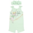 thumbnail image 1 of Disney Classics Tinker Bell Newborn Baby Girls French Terry Romper and Headband Newborn to Toddler, 1 of 5